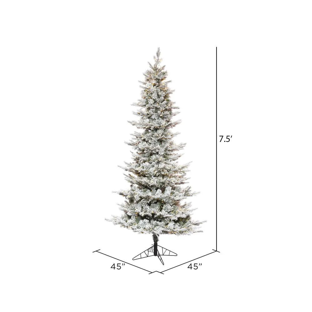 10' x 58"" Flocked Slim Kiana Artificial Xmas Tree 3mm LED Color Changing Lights