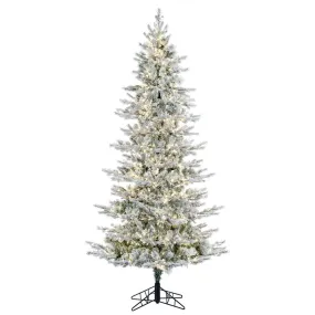 10' x 58"" Flocked Slim Kiana Artificial Xmas Tree 3mm LED Color Changing Lights