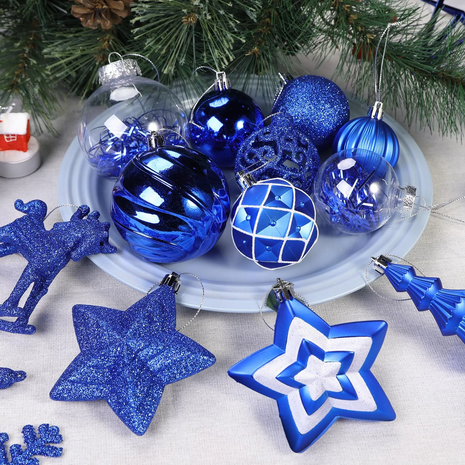 100pcs Blue Christmas Tree Decorations Ornaments Set