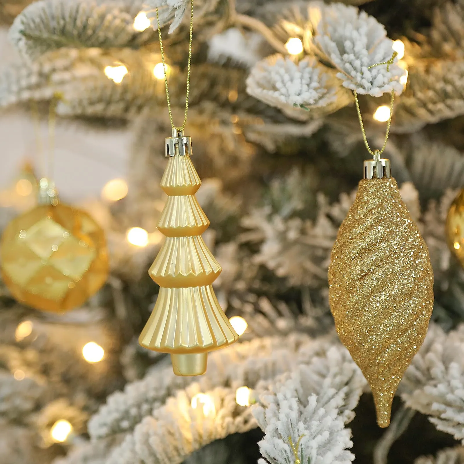 100pcs Gold Christmas Tree Decorations Ornaments Set