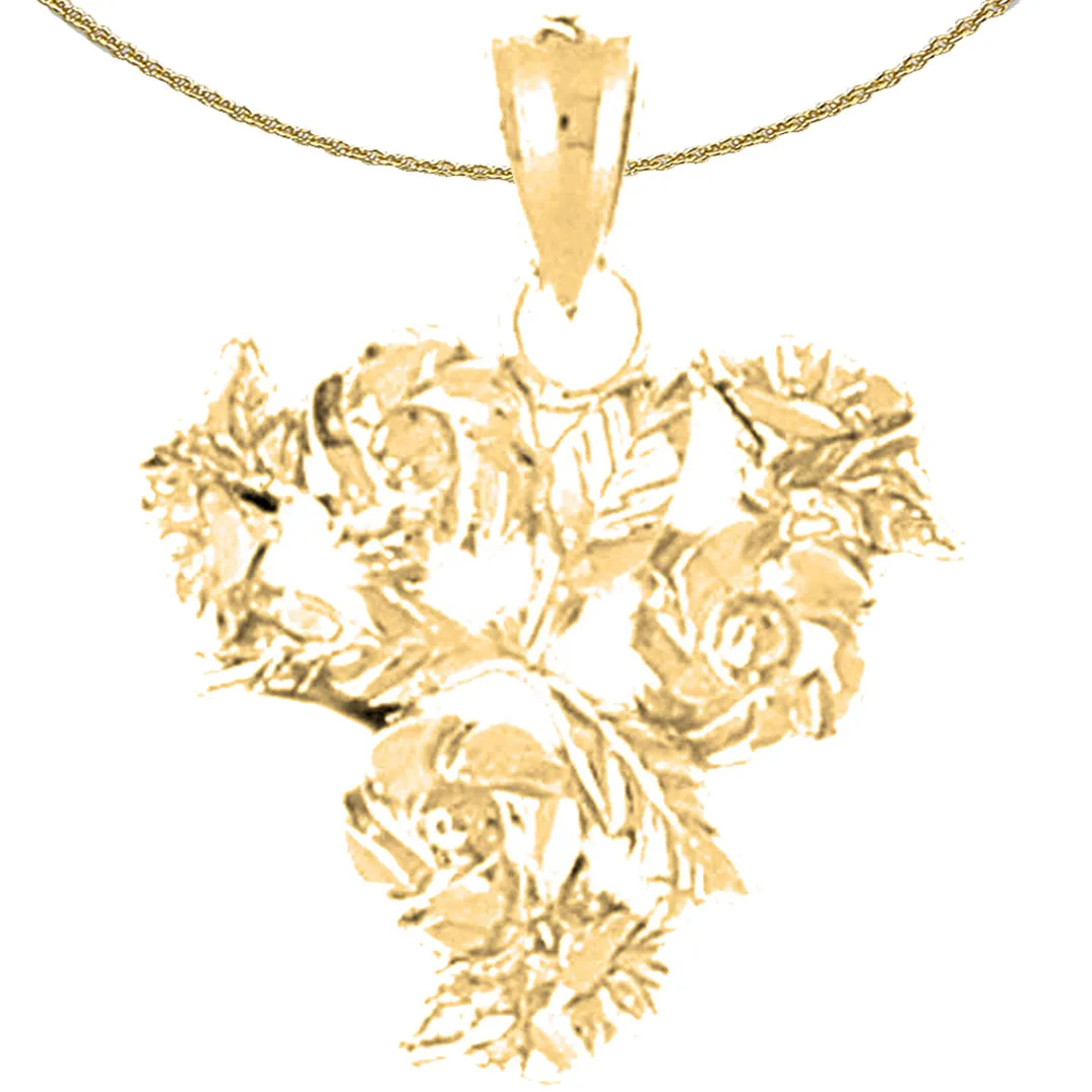 10K, 14K or 18K Gold Bouquet of Flower Pendant