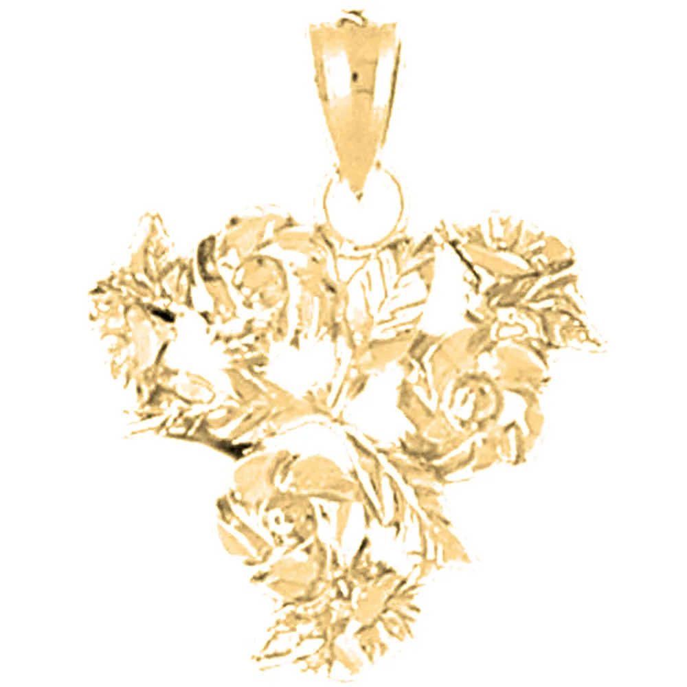 10K, 14K or 18K Gold Bouquet of Flower Pendant