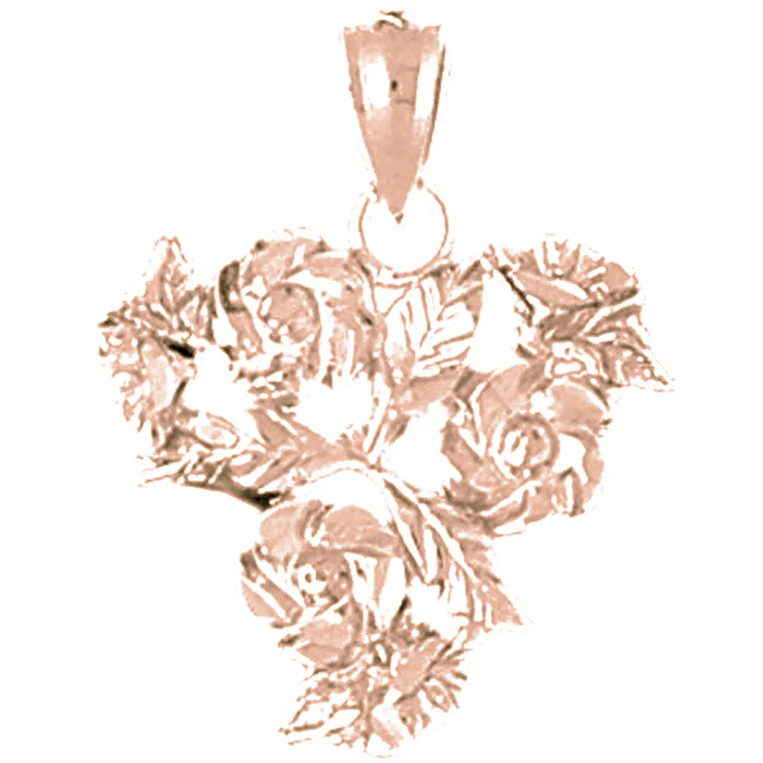 10K, 14K or 18K Gold Bouquet of Flower Pendant