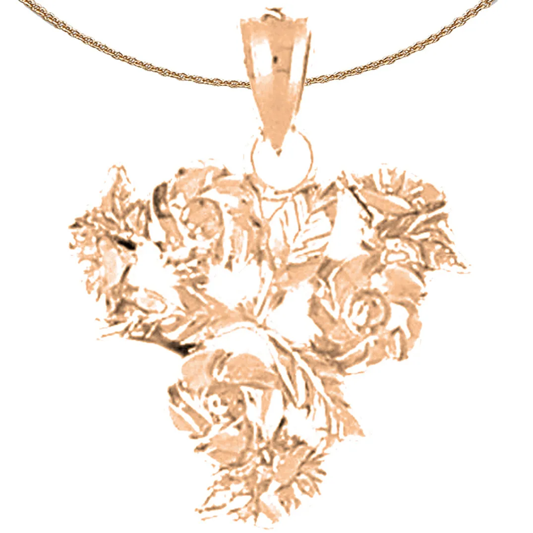 10K, 14K or 18K Gold Bouquet of Flower Pendant