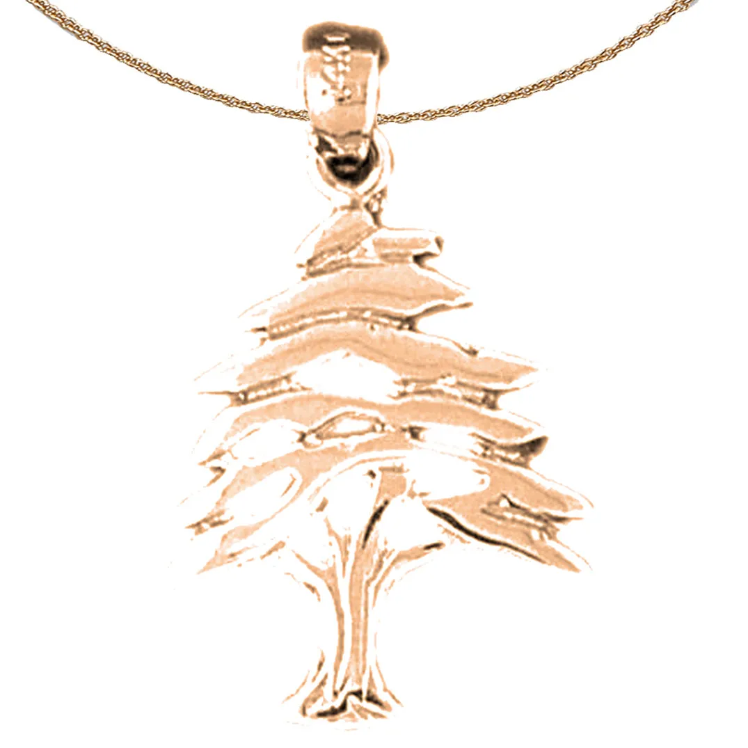 10K, 14K or 18K Gold Cedar Tree Pendant