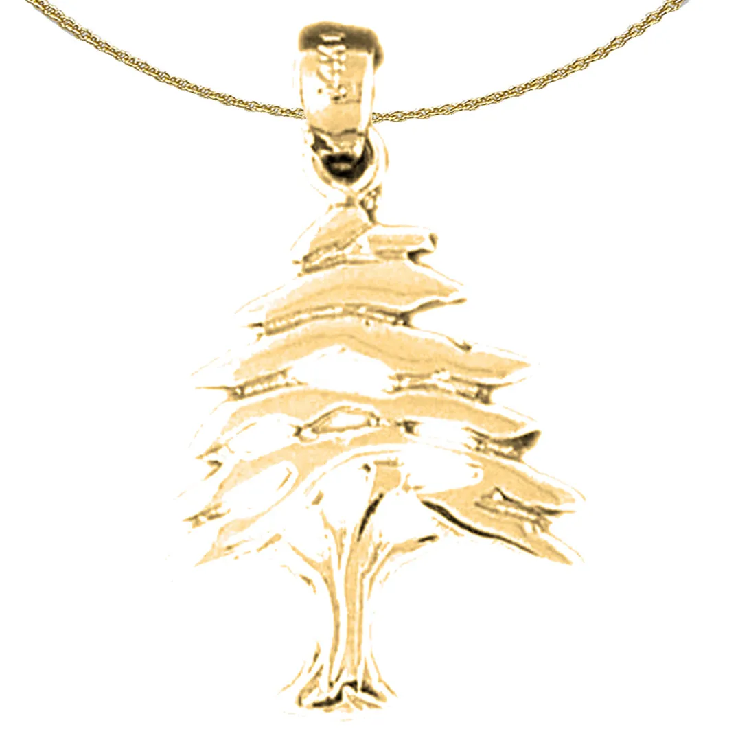 10K, 14K or 18K Gold Cedar Tree Pendant