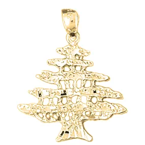 10K, 14K or 18K Gold Cedar Tree Pendant