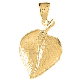 10K, 14K or 18K Gold Fig Leaf Pendant