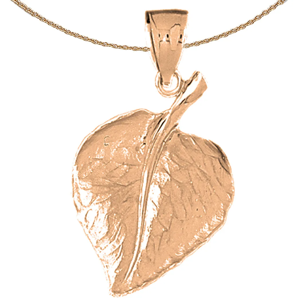 10K, 14K or 18K Gold Fig Leaf Pendant