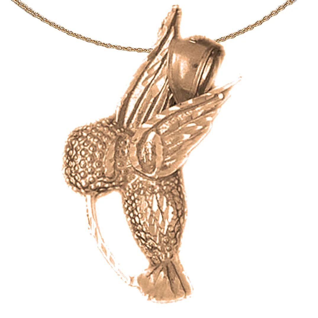 10K, 14K or 18K Gold Hummingbird Pendant