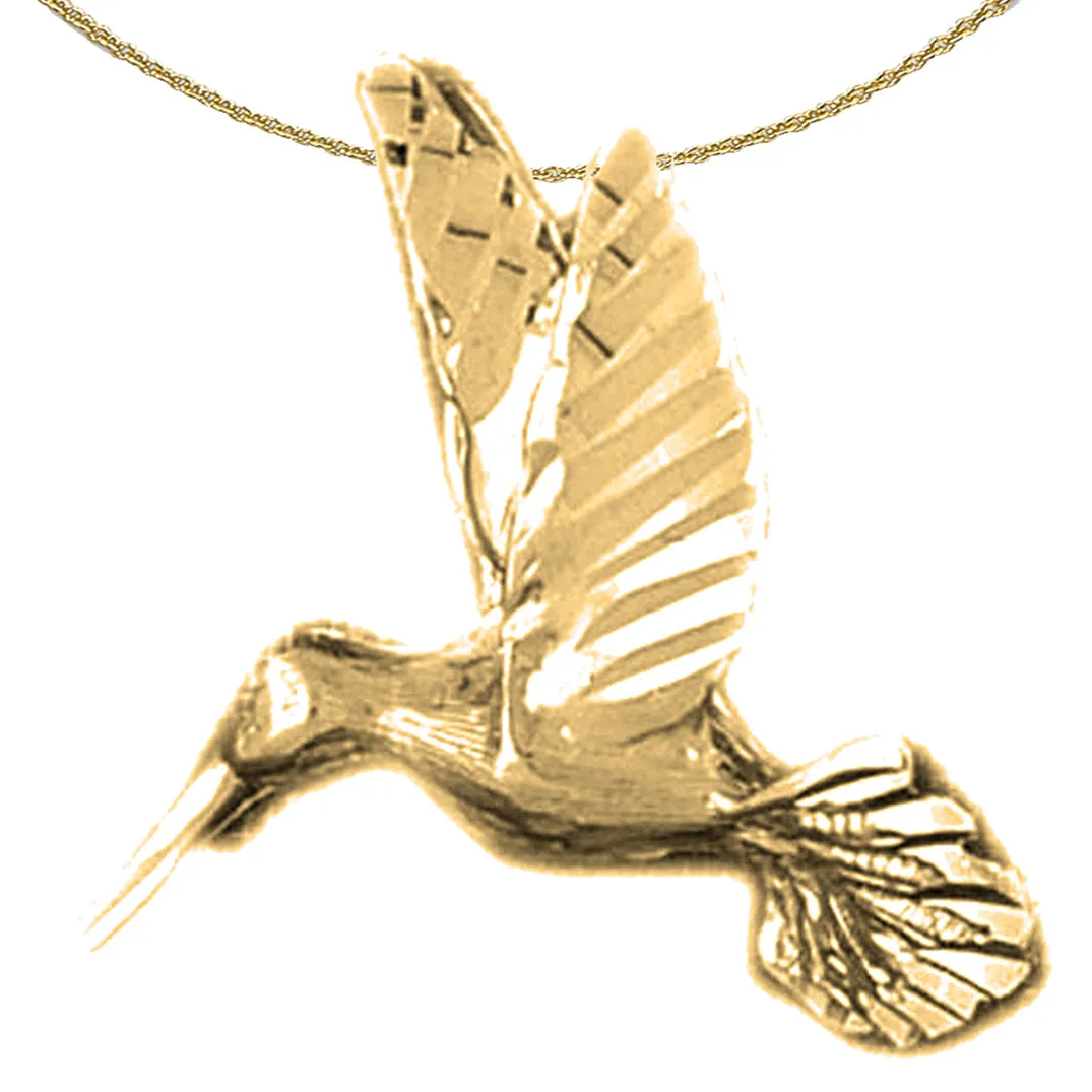 10K, 14K or 18K Gold Hummingbird Pendant