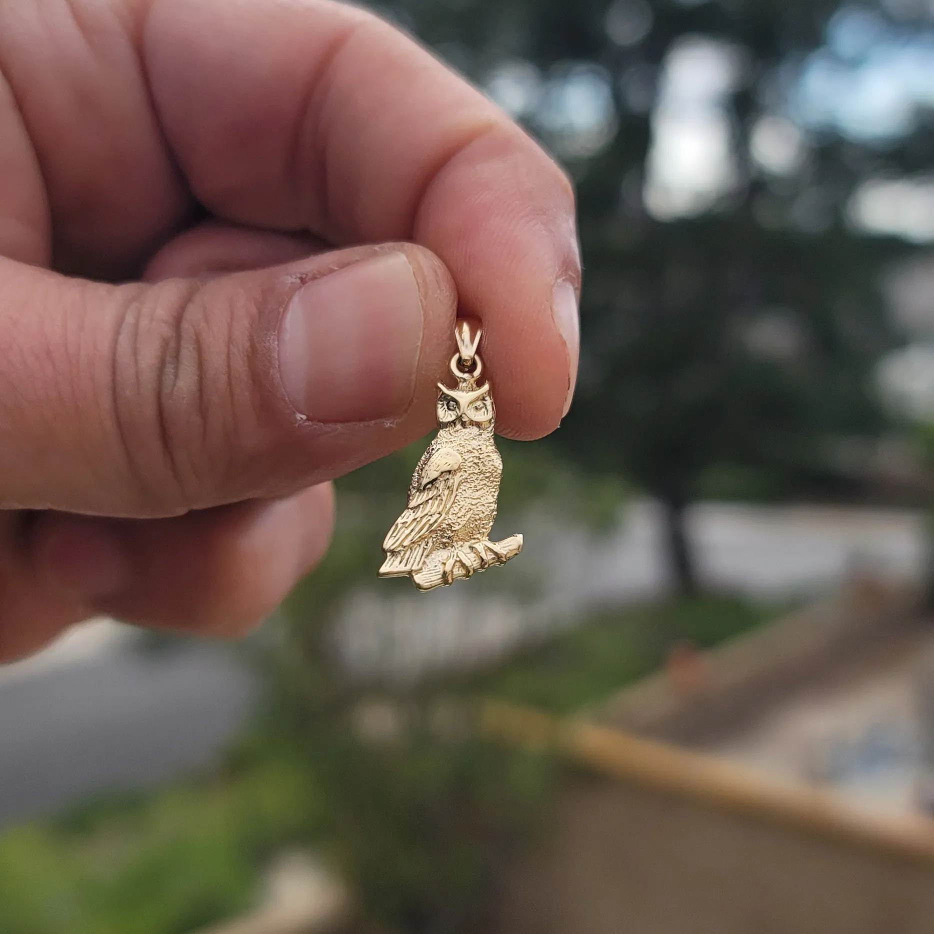 10K, 14K or 18K Gold Owl Pendant