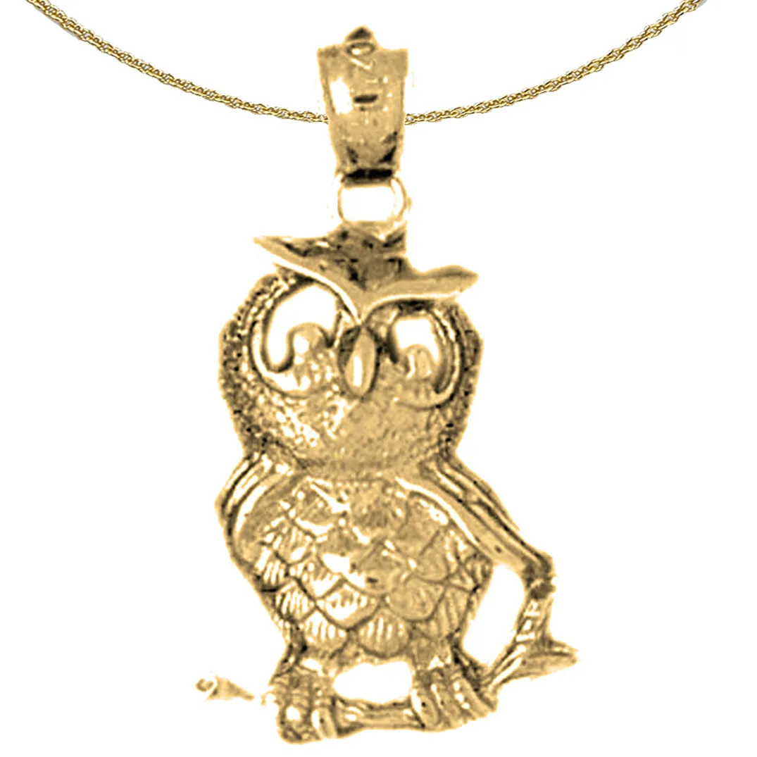 10K, 14K or 18K Gold Owl Pendant