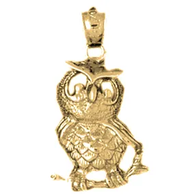 10K, 14K or 18K Gold Owl Pendant