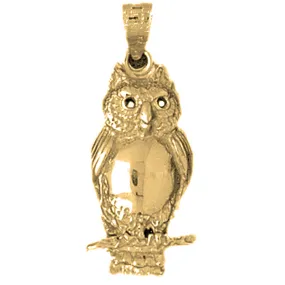 10K, 14K or 18K Gold Owl Pendant