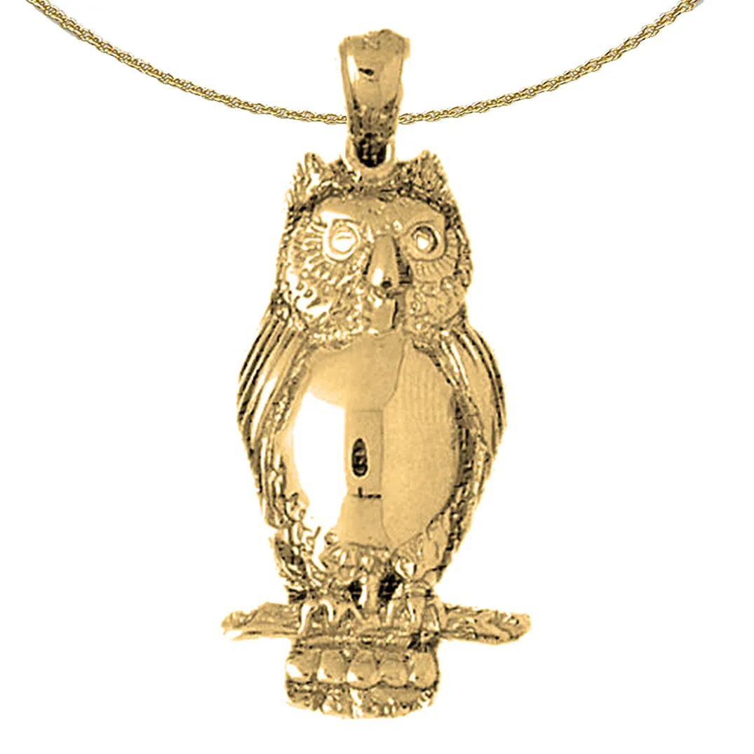 10K, 14K or 18K Gold Owl Pendant