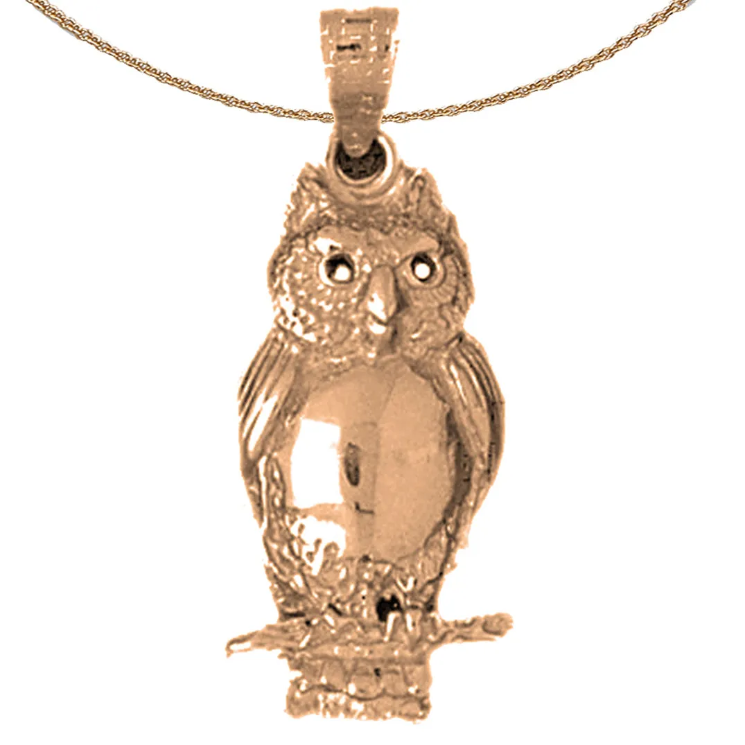 10K, 14K or 18K Gold Owl Pendant