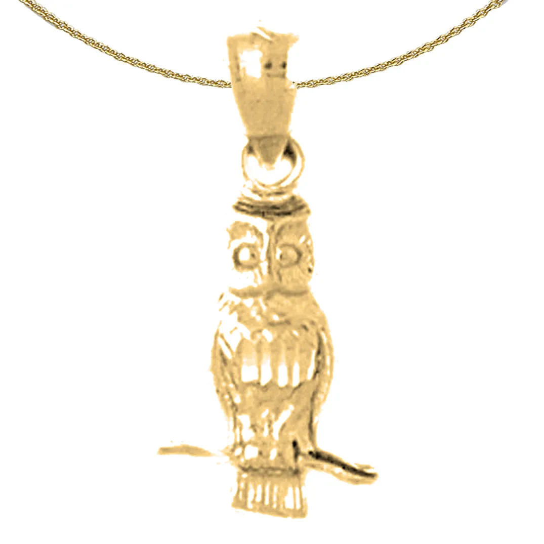 10K, 14K or 18K Gold Owl Pendant