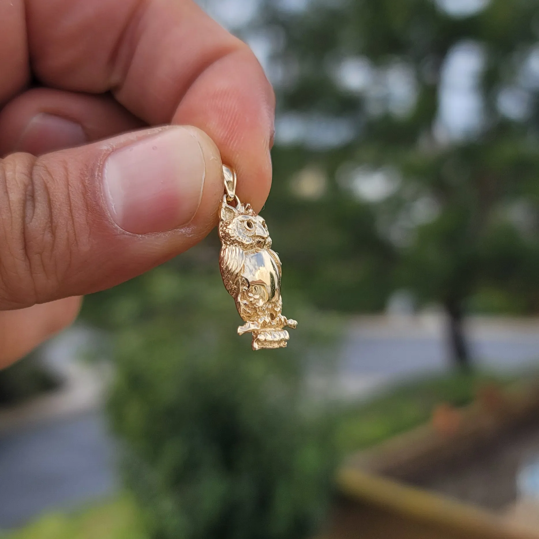 10K, 14K or 18K Gold Owl Pendant