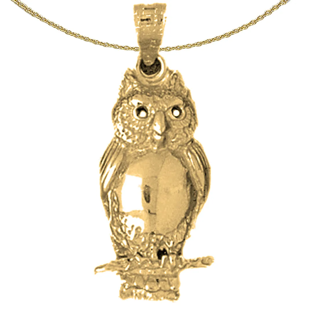 10K, 14K or 18K Gold Owl Pendant