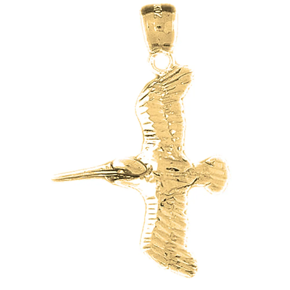 10K, 14K or 18K Gold Pelican Pendant