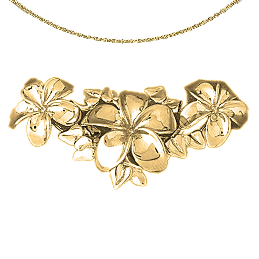 10K, 14K or 18K Gold Plumeria Slide Pendant