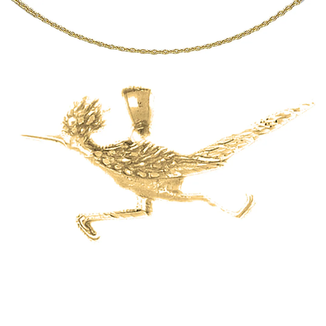 10K, 14K or 18K Gold Roadrunner Pendant