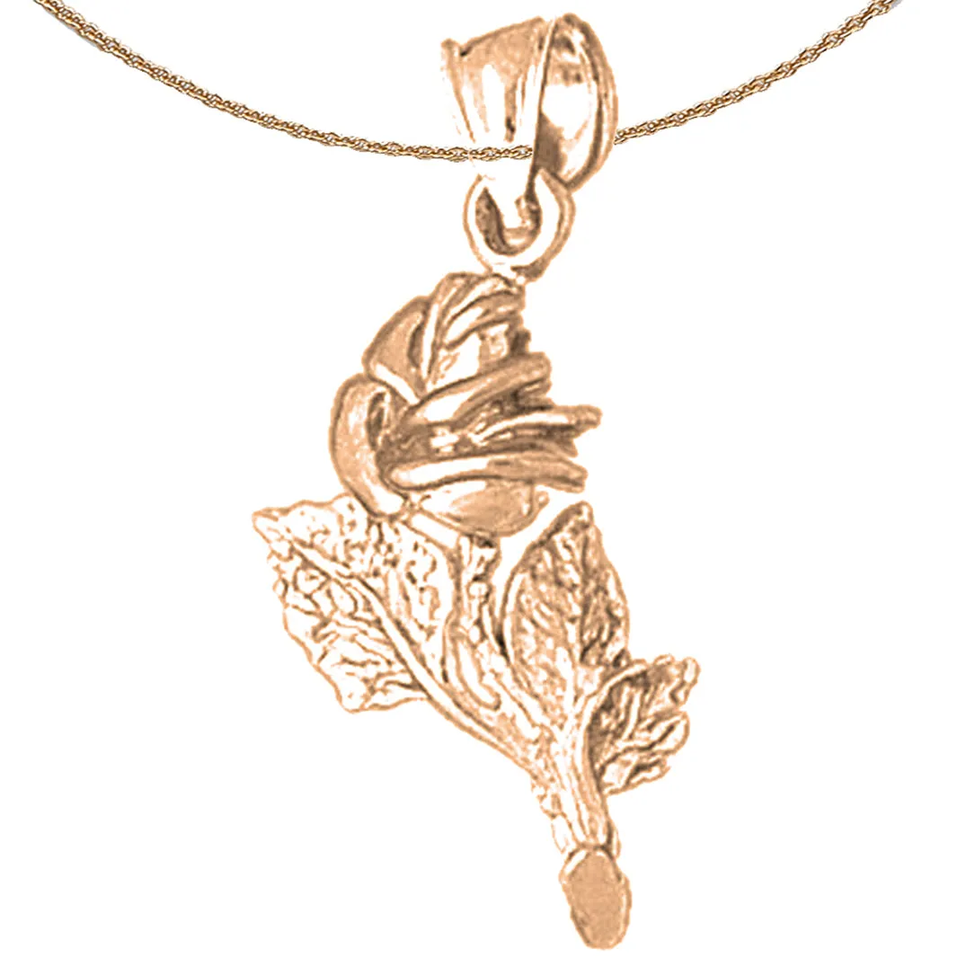 10K, 14K or 18K Gold Rose Pendant