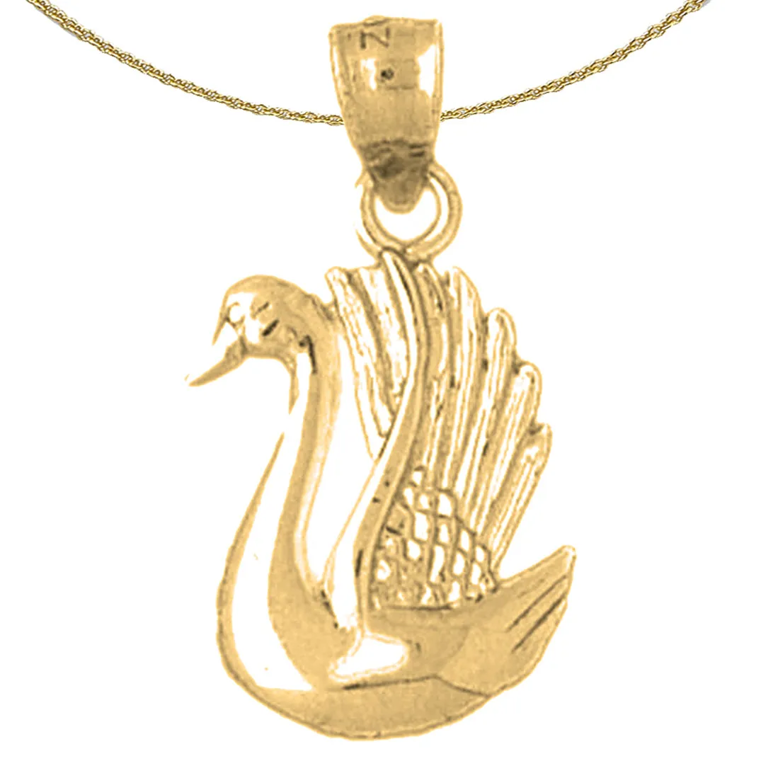 10K, 14K or 18K Gold Swan Pendant