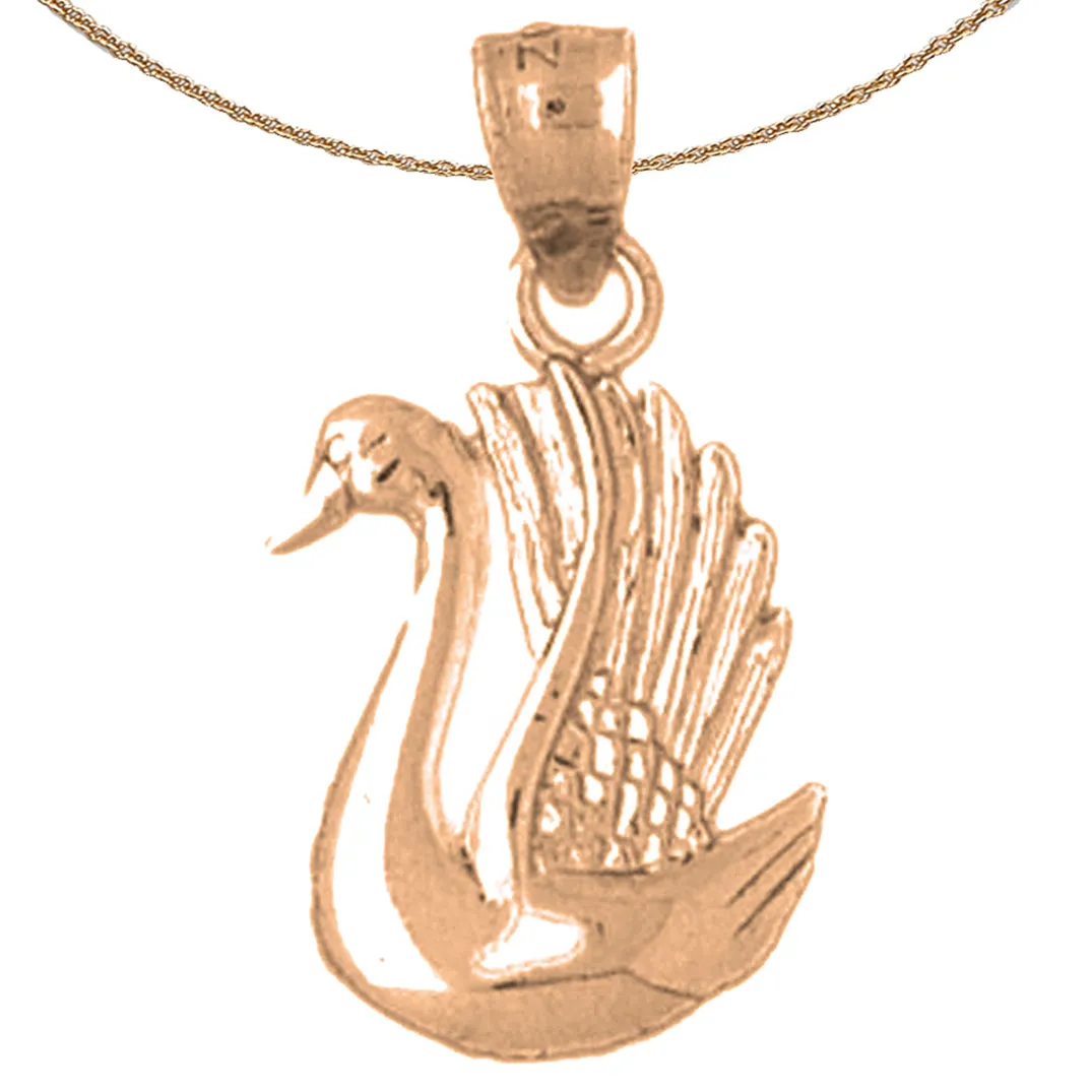 10K, 14K or 18K Gold Swan Pendant