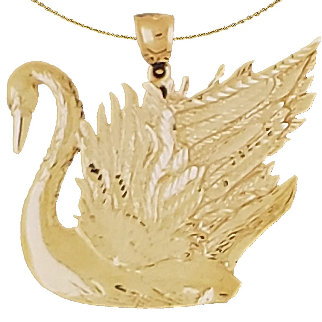 10K, 14K or 18K Gold Swan Pendant