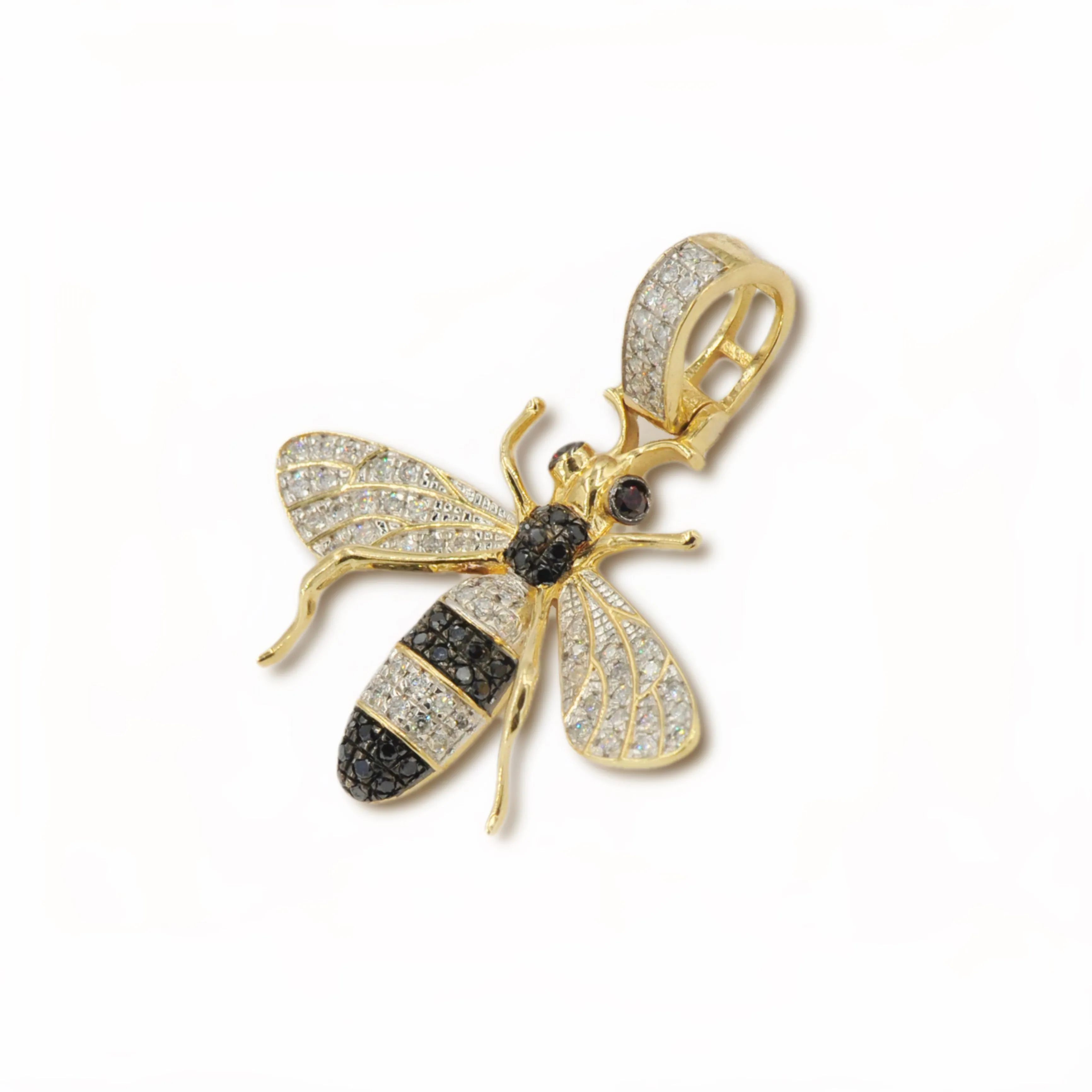 10K Yellow Gold Hornet Pendant SI Diamond Pendant Flash