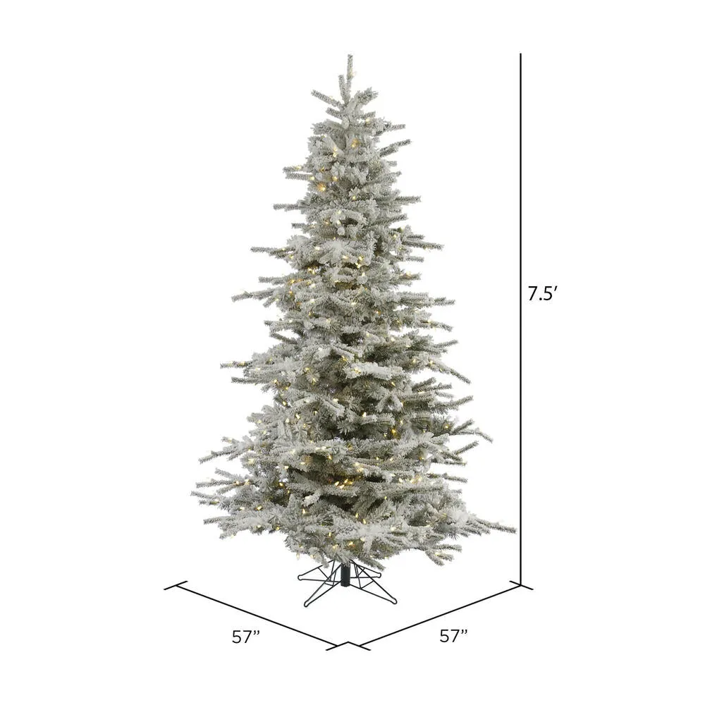 12' Flocked Sierra Fir Artificial Christmas Tree Colored LED Dura-Lit lights