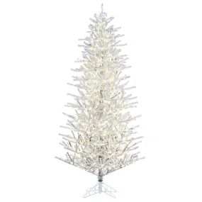 12' x 72" Flocked Pistol Pine Artificial Pre-lit Xmas Tree Warm White 3mm LED