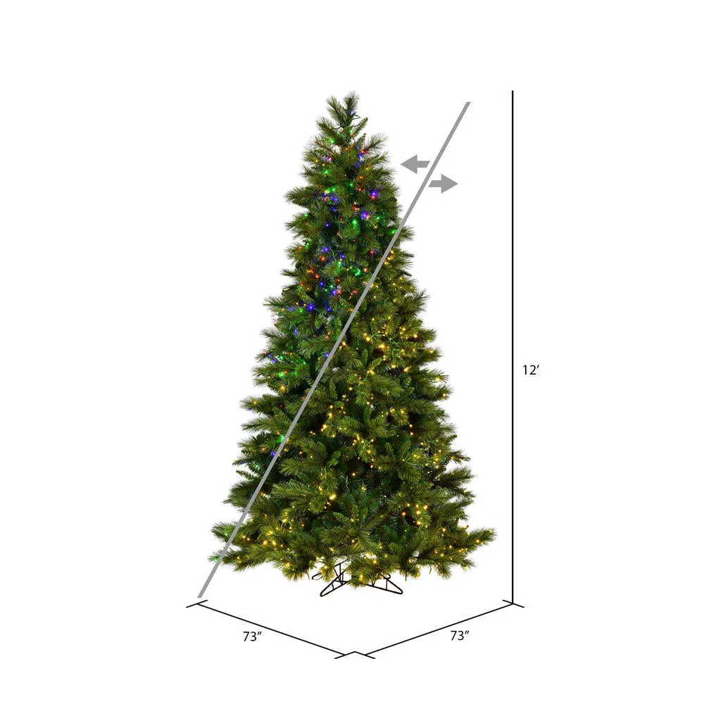 12' x 73" Brighton Pine Artificial Christmas Tree LED Color Changing Lights