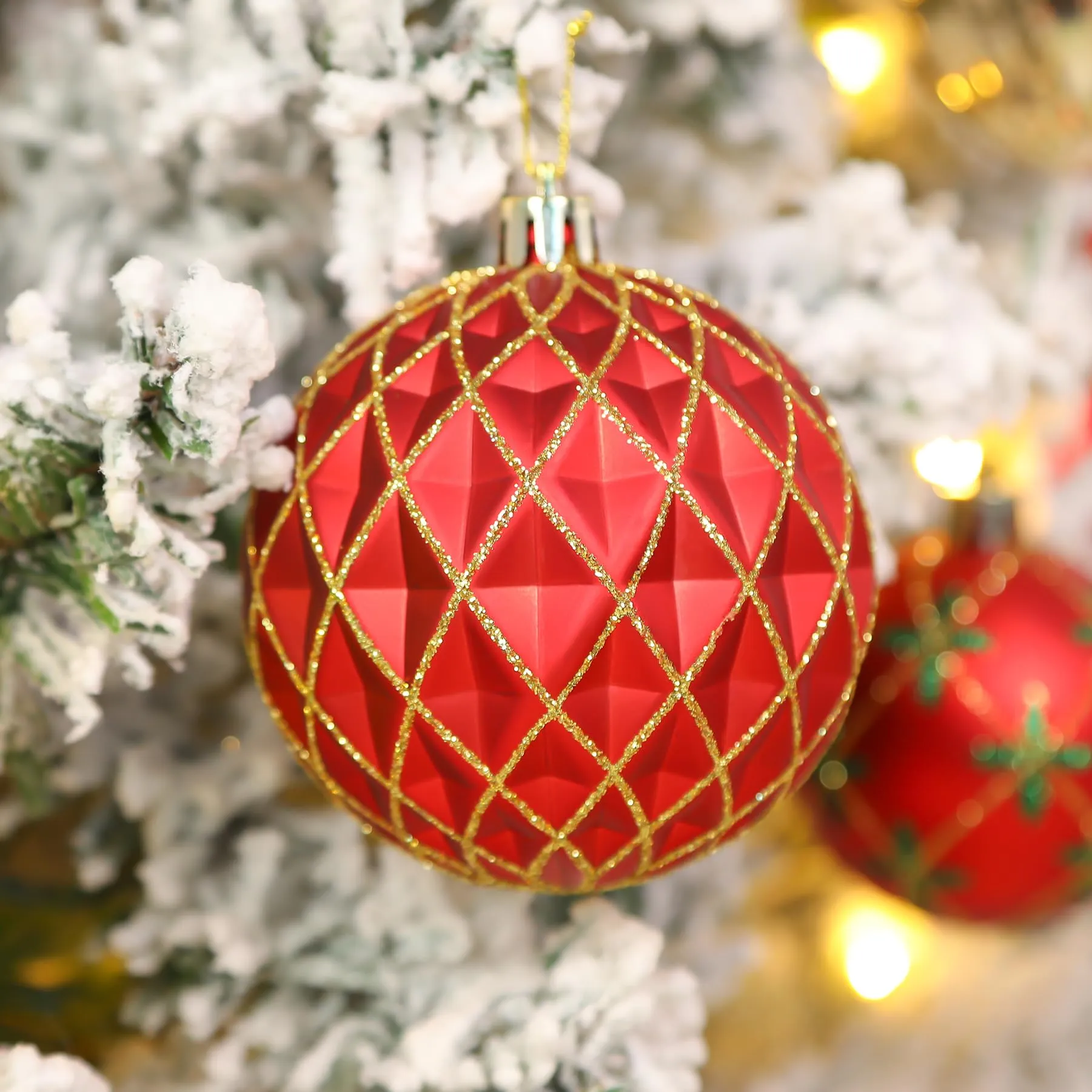 12ct 3.15 Inch Red & Green Christmas Tree Balls Ornaments