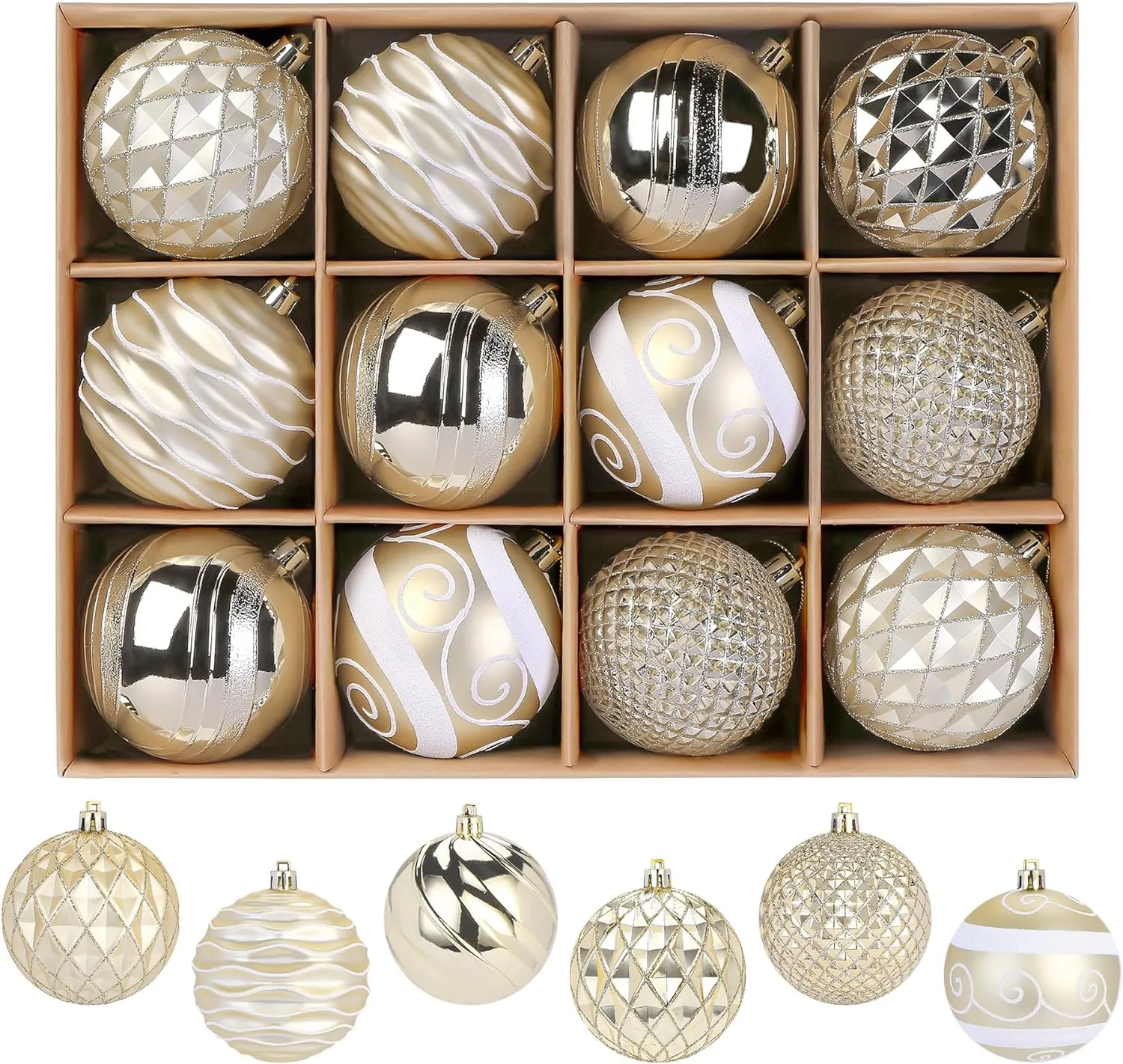 12PCS 80MM/3.15 Inch Christmas Balls Ornaments