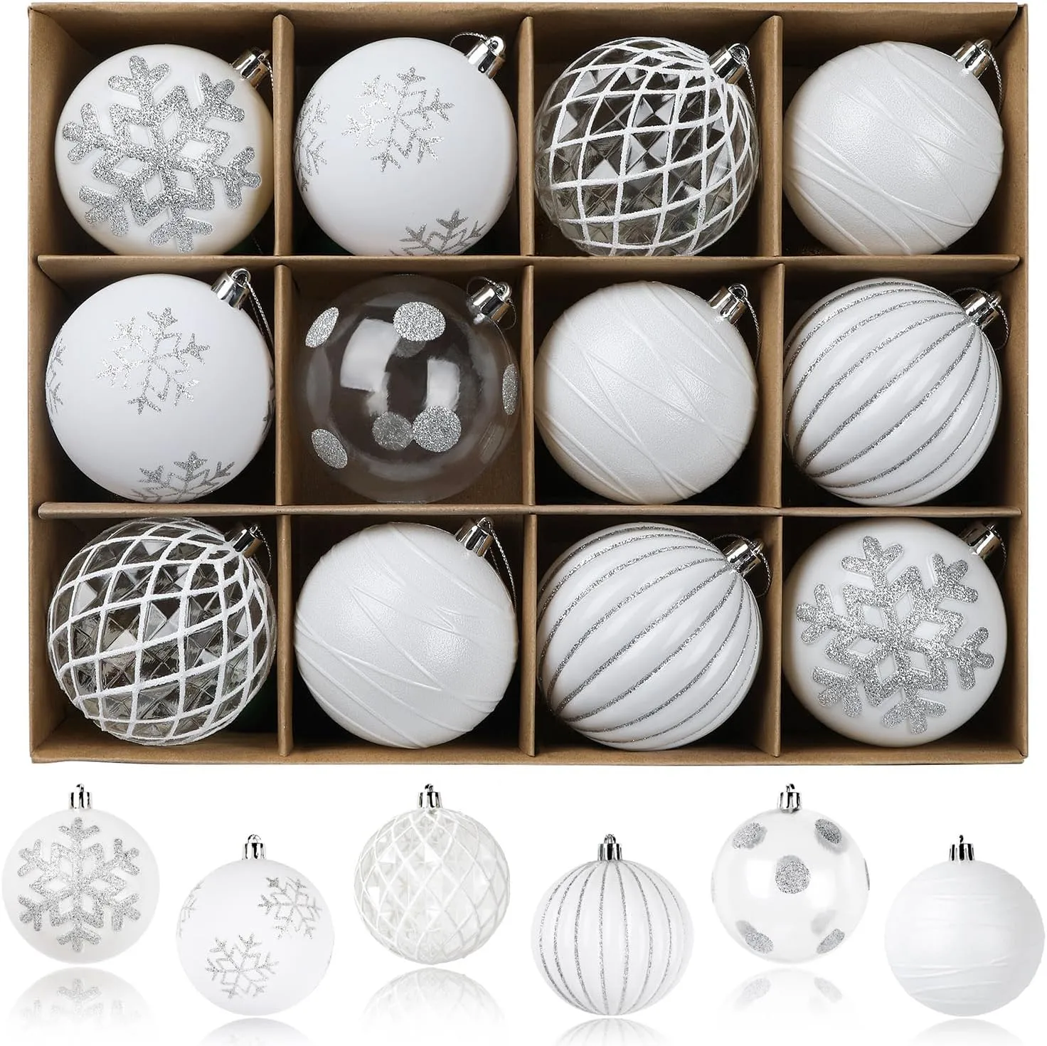 12PCS 80MM/3.15 Inch Christmas Balls Ornaments