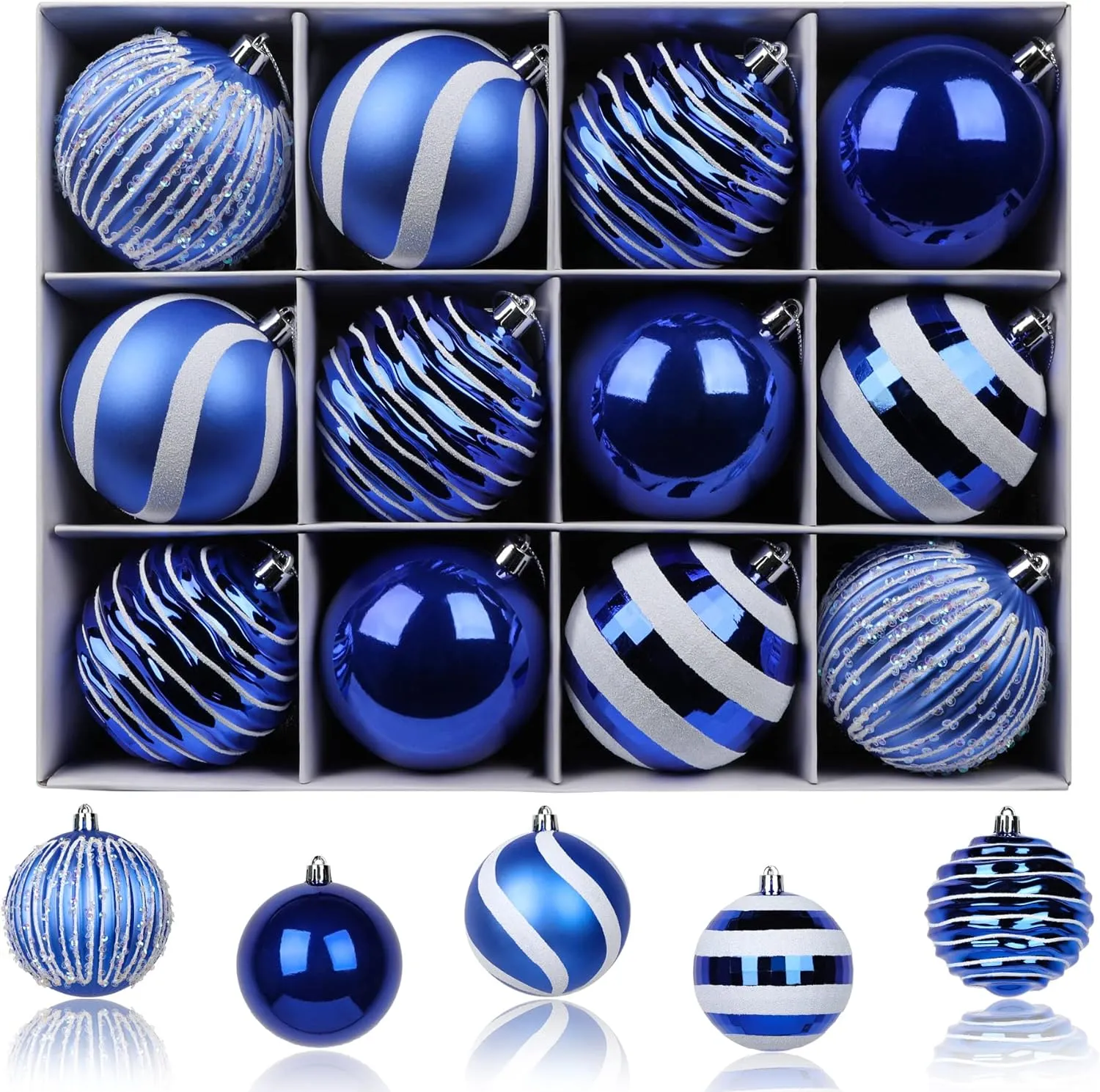 12PCS 80MM/3.15 Inch Christmas Balls Ornaments