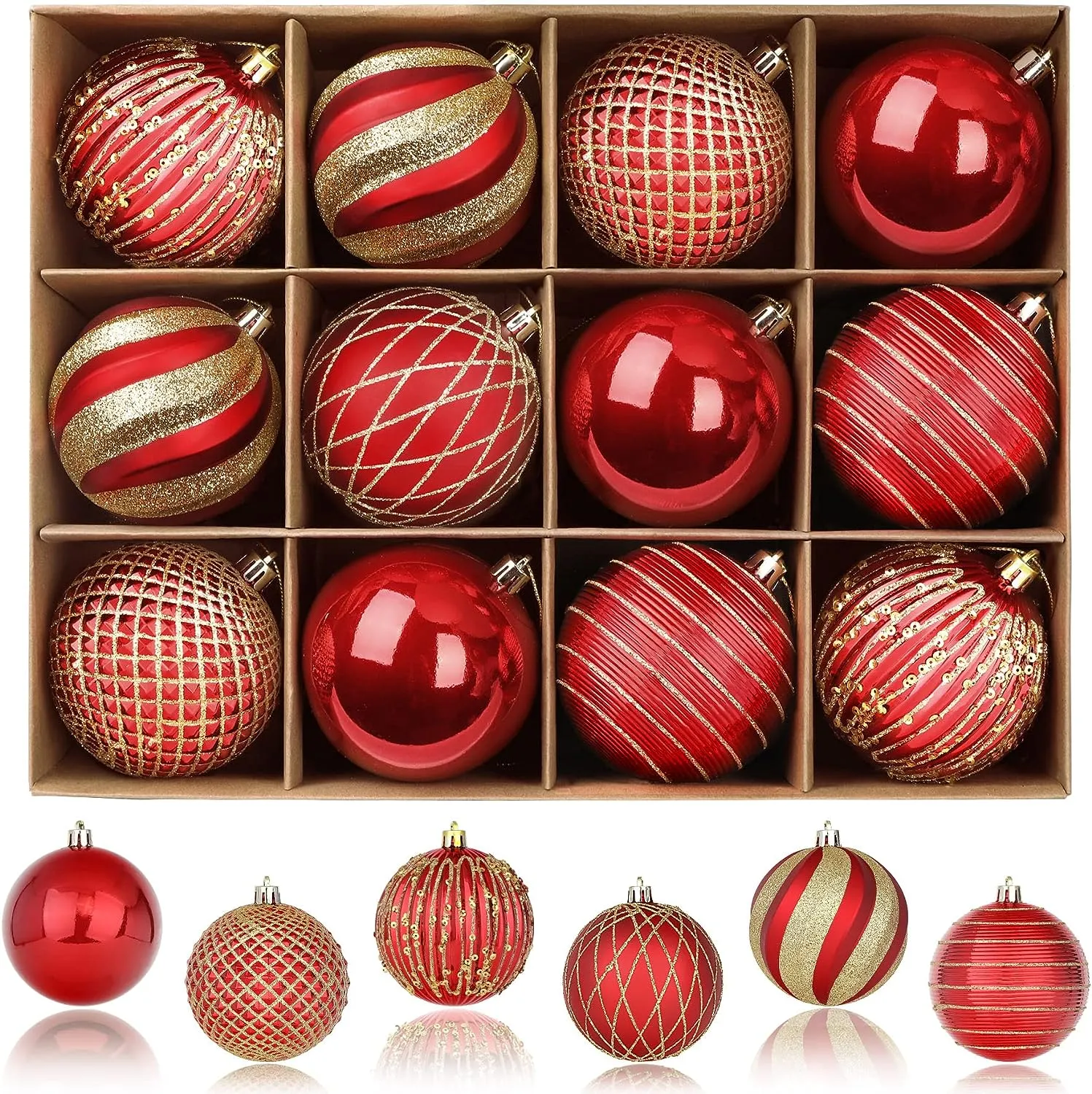 12PCS 80MM/3.15 Inch Christmas Balls Ornaments