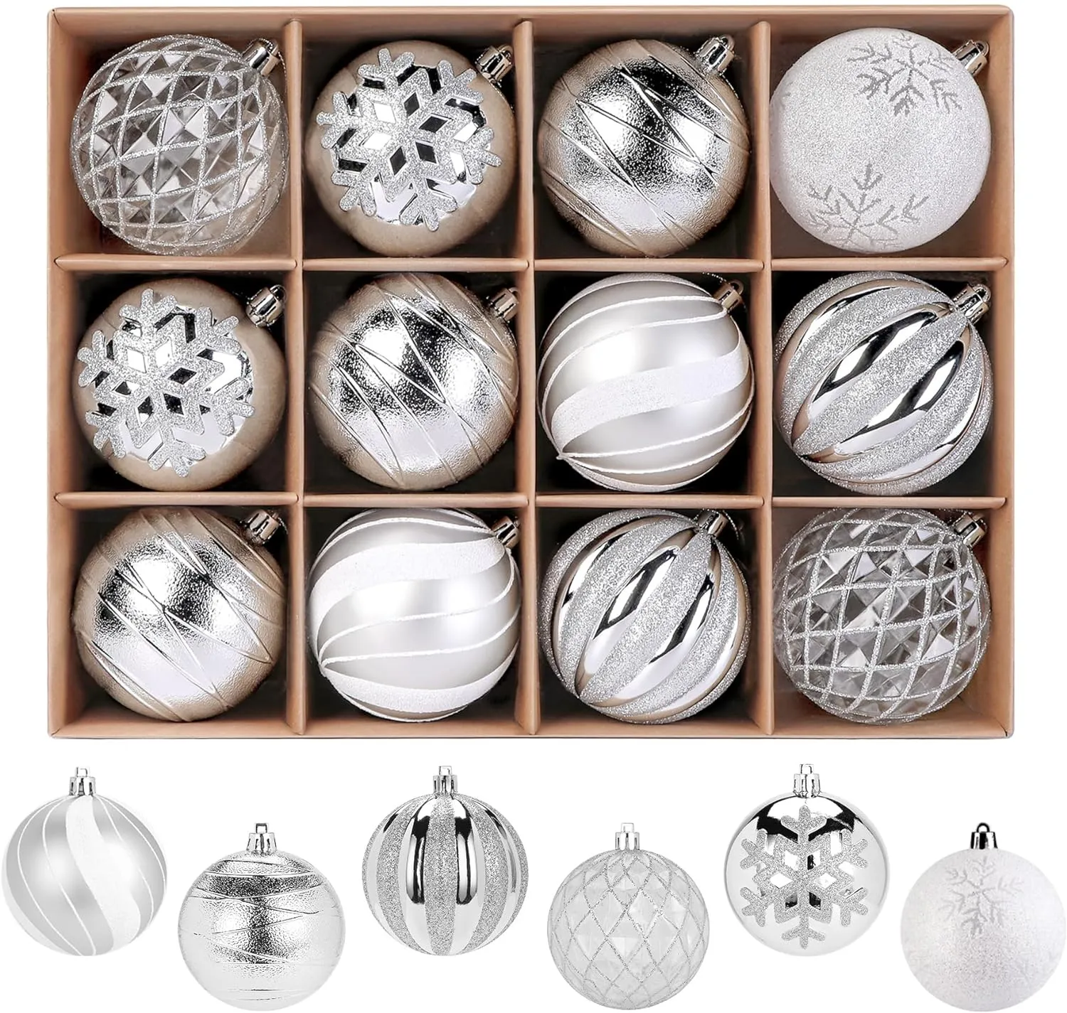 12PCS 80MM/3.15 Inch Christmas Balls Ornaments