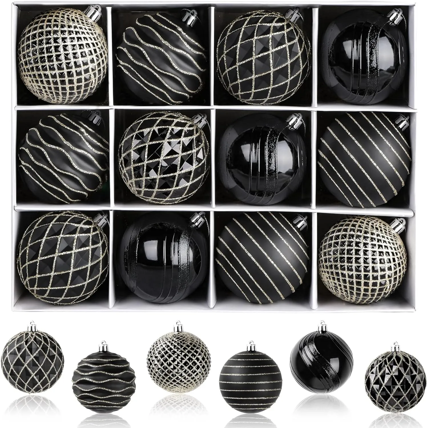 12PCS 80MM/3.15 Inch Christmas Balls Ornaments