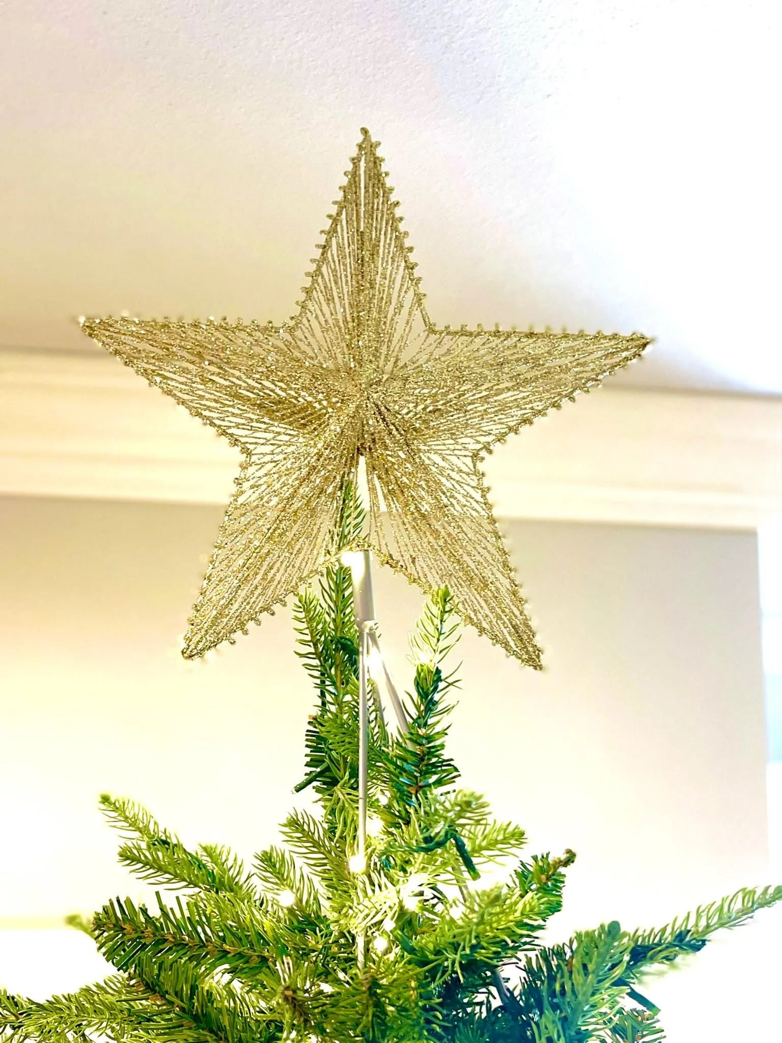 12" Gold Star Tree Topper, Star for Top Of Tree