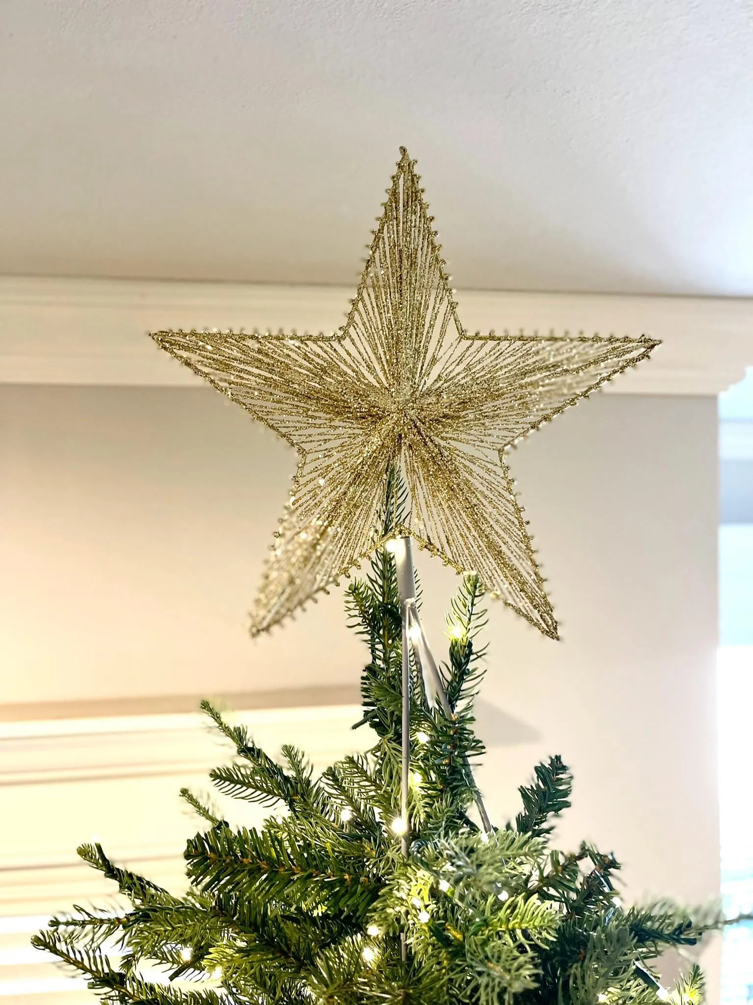 12" Gold Star Tree Topper, Star for Top Of Tree