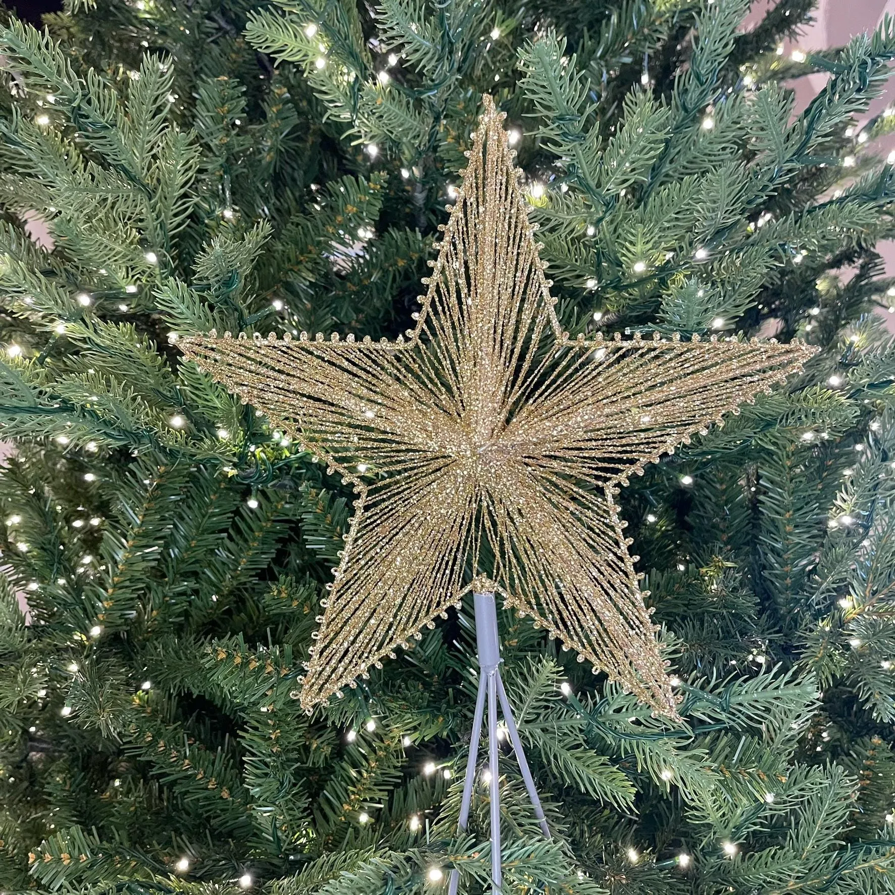 12" Gold Star Tree Topper, Star for Top Of Tree