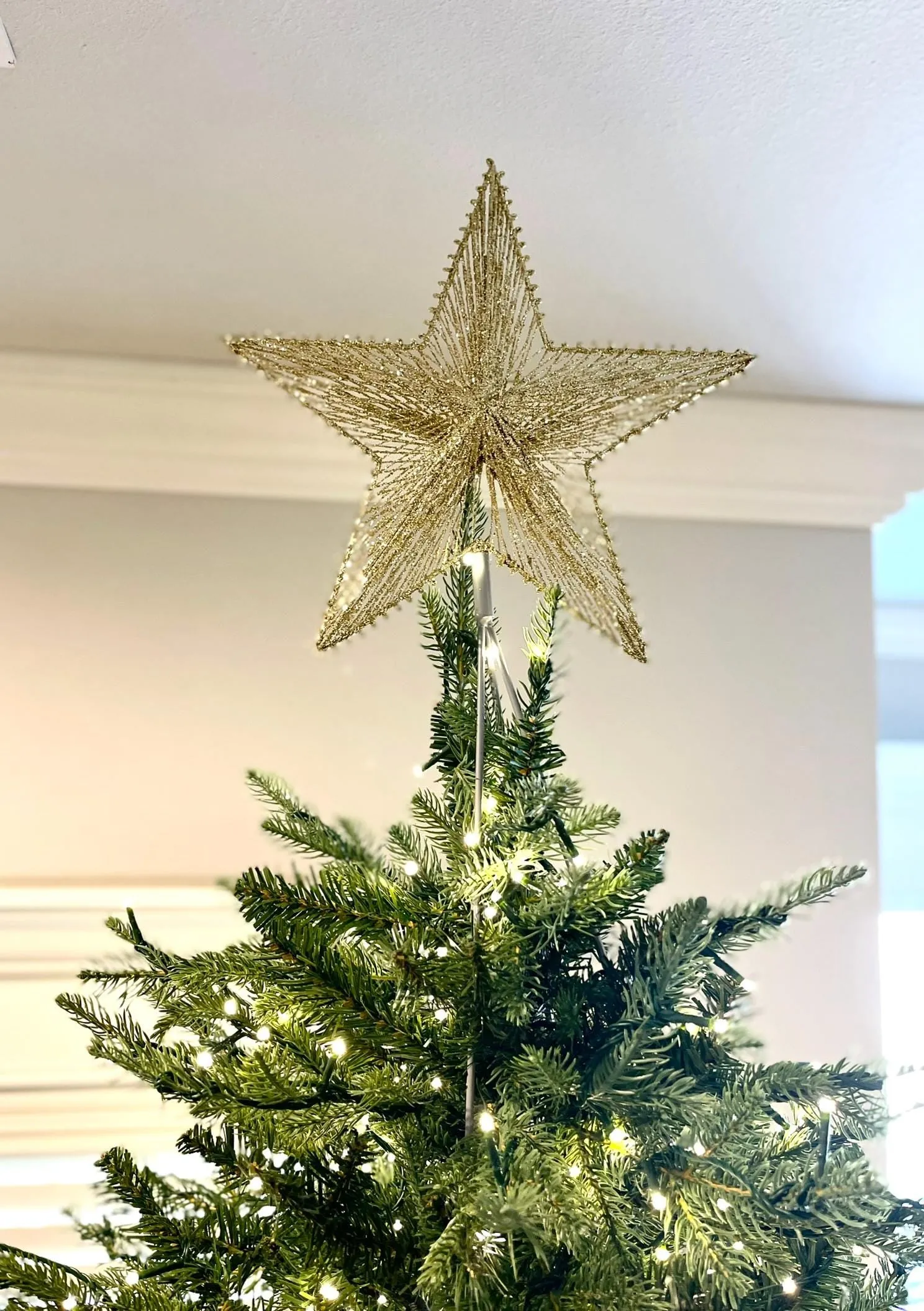 12" Gold Star Tree Topper, Star for Top Of Tree