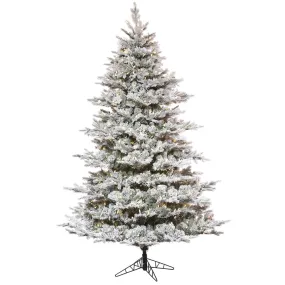 12'x84" Flocked Kiana Artificial Xmas Tree Dura-Lit LED Warm White Mini Lights