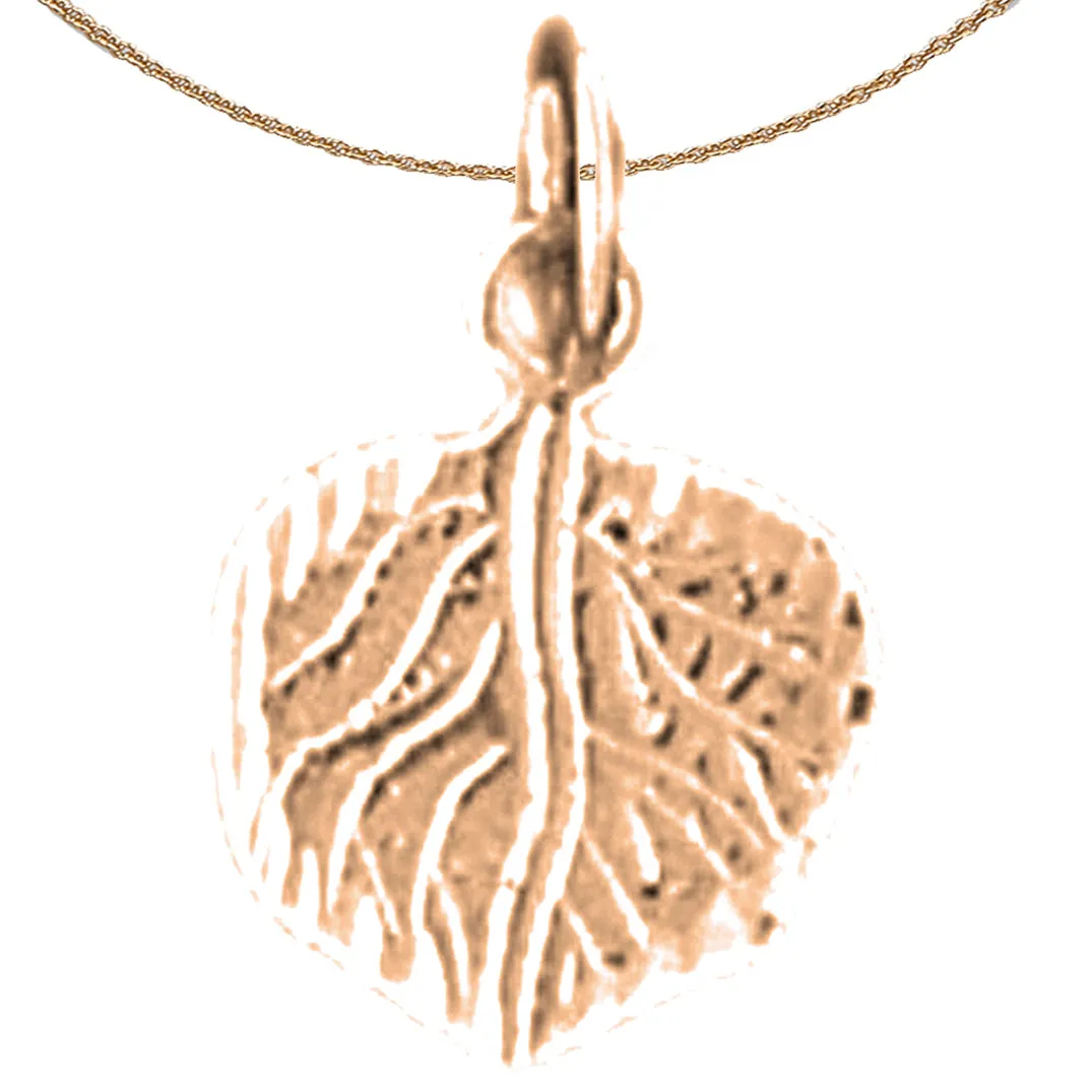 14K or 18K Gold Aspen Leaf Pendant