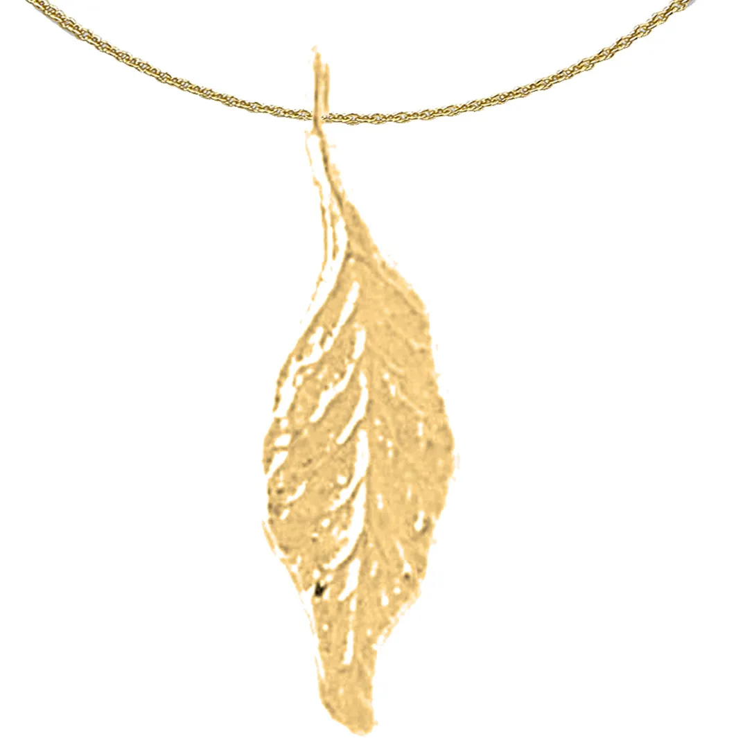 14K or 18K Gold Evergreen Leaf Pendant