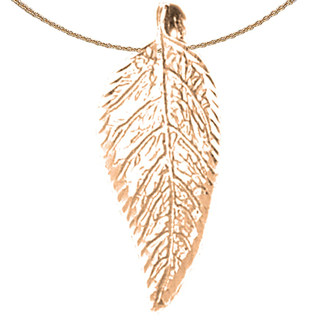 14K or 18K Gold Evergreen Leaf Pendant